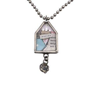 Hand Crafted Vintage Sheet Inspire Pendant Ball Beaded Chain Necklace 18 Inches